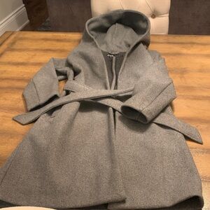 Zara Gray Wool Blend Hooded Coat